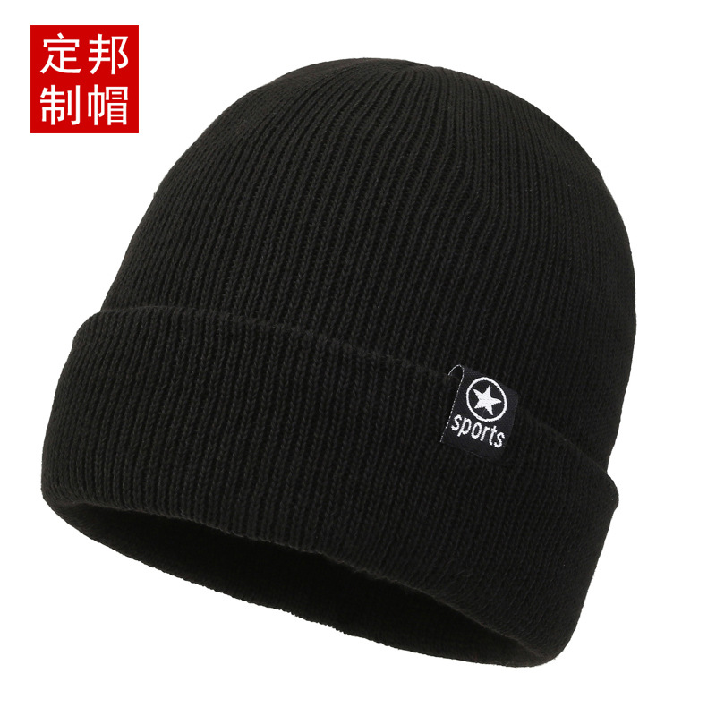 冬帽2025新款男时尚简约针织帽户外骑行加绒加厚保暖毛线帽棉帽