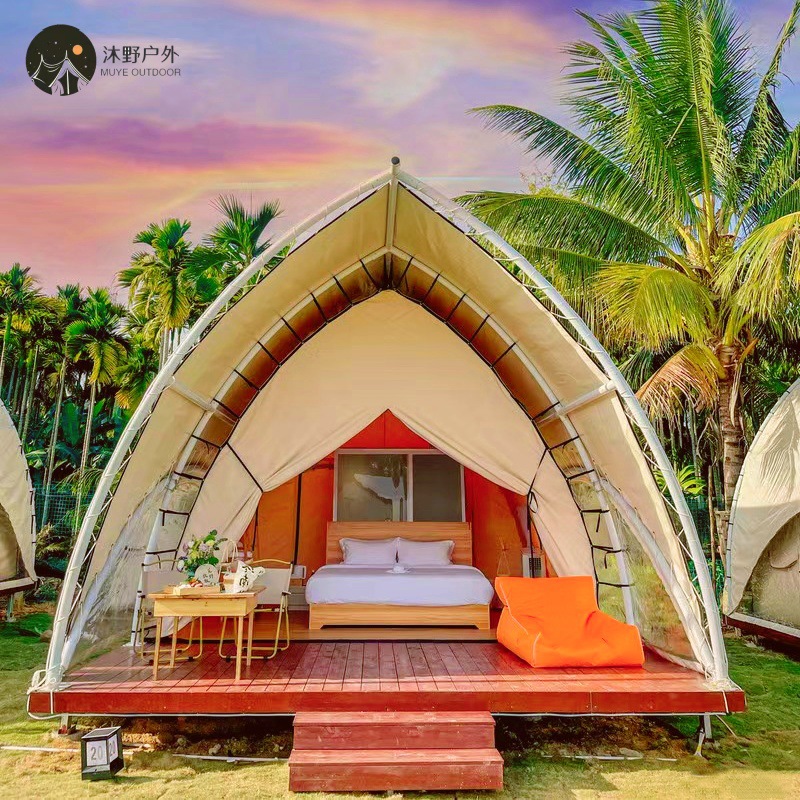 沐野户外海边露营帆船帐篷  野营乡村文旅露营地住宿酒店篷房热卖