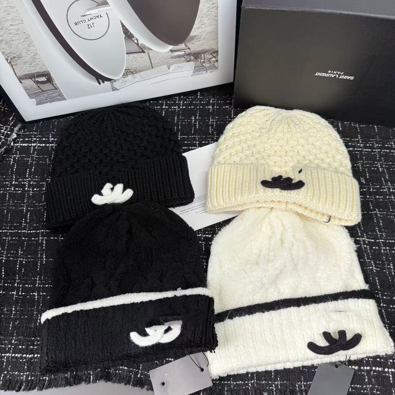 帽子女秋冬毛线帽保暖防风冷帽百搭字母针织帽户外时尚高级包头帽